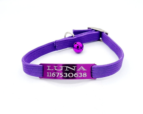 Chapita Gato Pasador + Collar 1 Cm Elastizado Todo Violeta