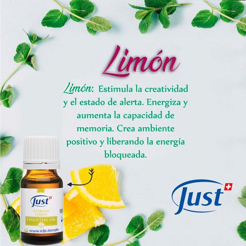 Imagen 3 de 6 de Aceite Esencial De Limon 10ml Inspiración Just Original