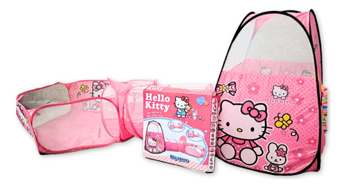 Tunel Alberca De Pelotas Gusano Casa Juegos Hello Kitty Rosa