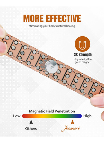 Pulseira De Cobre Puro Para Homens, Pulseiras Magnéticas E.