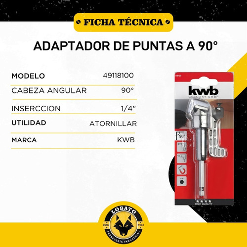 Imagen 2 de 10 de Adaptador Para Taladro Atornillador Angular A 90 Grados 1/4