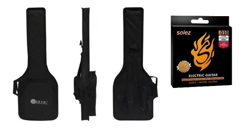 Bag Capa Almofadada Para Guitarra Tagima + Jogo De Cordas