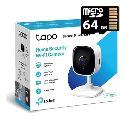 Imagen 2 de 3 de Camara Seguridad Ip Tplink Tapo C100 1080p + Microsd 64gb