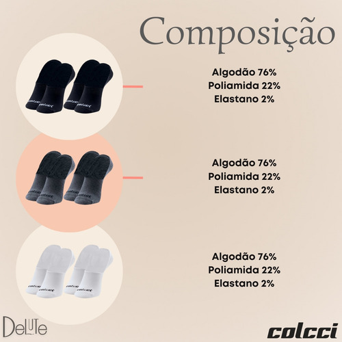 Kit 4 Meias Colcci Sapatilha Super Invisível Com Silicone