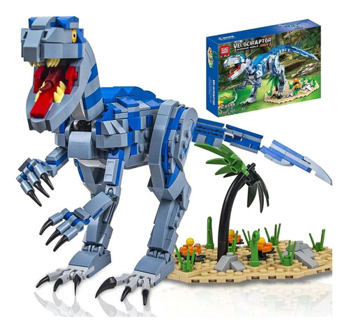 Dinosaurio Velociraptor Armable Bloque Compatible Con Lego  