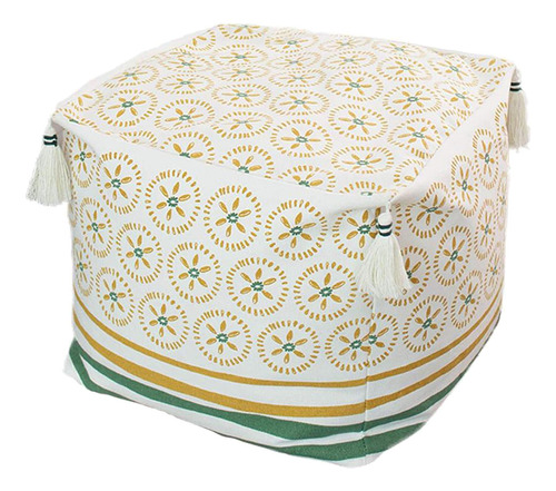 Boho Pouf Cover Copetudo Borla De Cuatro Esquinas Cremallera