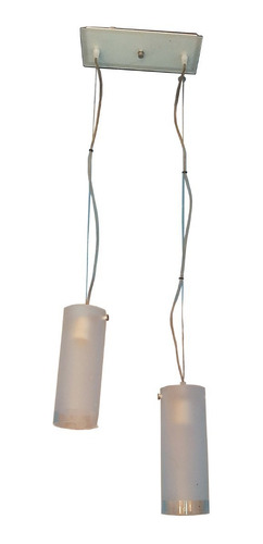 Colgante  De Vidrio  Tulipa Cilindro 2 Luces Diseño Divino