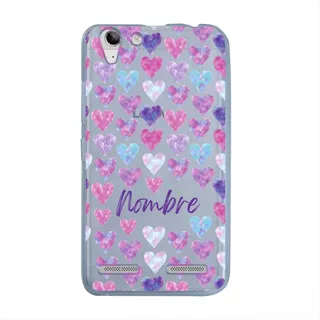 Funda Lenovo K5 K6 Uso Rudo Corazones Personalizada Nombre