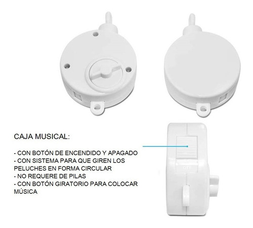 Imagen 6 de 7 de Movil Para Cuna Musical Y Con Sistema Giratorio De Peluches