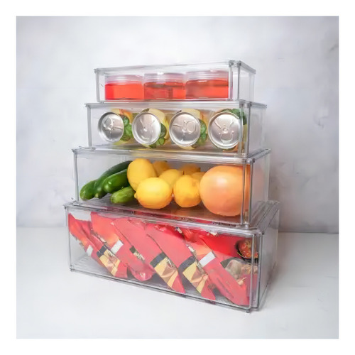 Caja Organizadora Multiusos Apilable Térmoli 4 Piezas Color Cristal