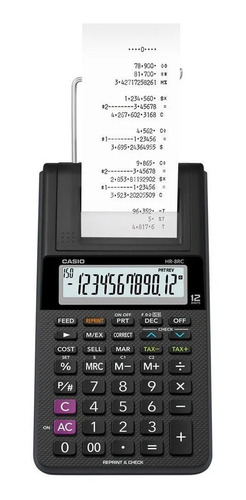 Calculadora Casio Com Impressao Hr-8rc-bk 12 Digitos + Fonte
