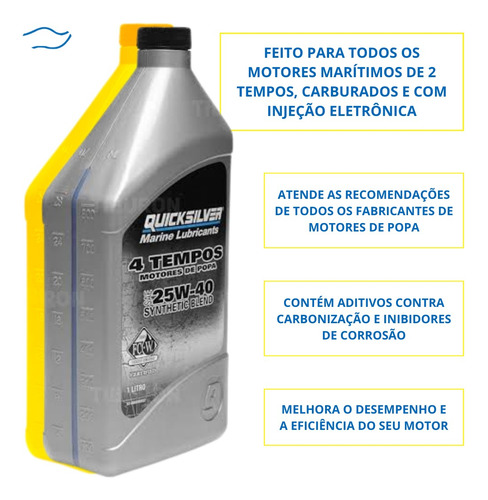 Óleo 4 Tempos1 L 25w40 Mercury Quicksilver - Motor De Popa