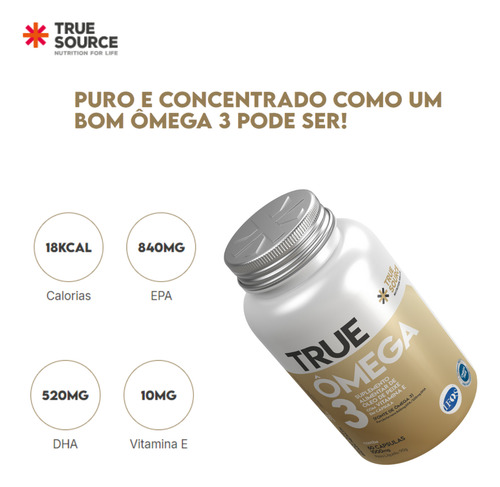 Ômega 3 - Selo Ifos 840 Epa 520 Dha Vitamina E - True Source
