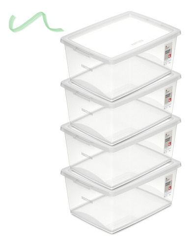 Kit 4 Caixa Organizadora 60l Ordene Design Moderno Cristal Cor Transparente