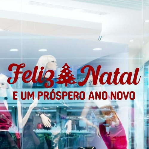 Decoração Vitrine Adesivo Feliz Natal Ano Novo 95cm X 25cm | Parcelamento sem juros Decoração Vitrine Adesivo Feliz Natal Ano Novo 95cm X 25cm | Parcelamento sem juros