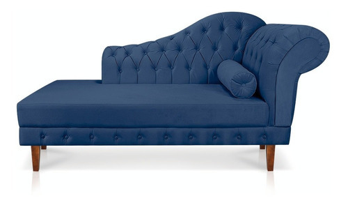 Divã Recamier Capitonê Mônaco 165 Cm Suede Azul Marinho