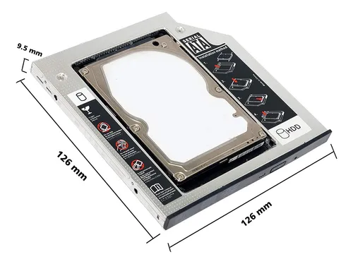 Caddy Adaptador Segundo Disco Duro Sata Ssd Cd Dvd De 9.5mm