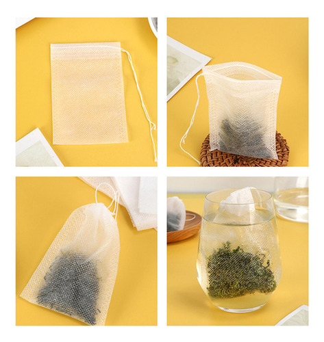 5 Bolsas De Filtro De Té Desechables Con Cordón, Bolsas De