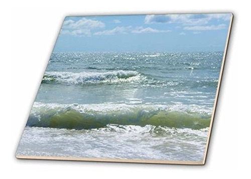 3drose Ct_16777_3 Beach Waves Ii-baldosa Ceramica, 8 Pulgad