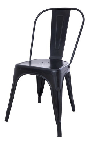 Silla Tolix Iron Design, acero industrial, color negro brillante, sal