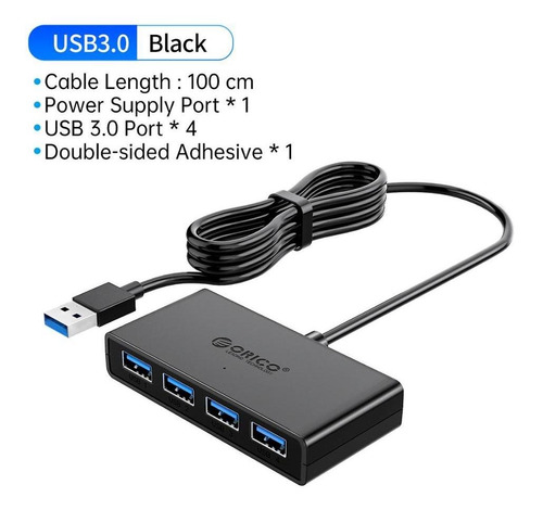 Hub Usb Con 4 Puertos Ubs 3.0, 100cm,5gbps Super Velocidad