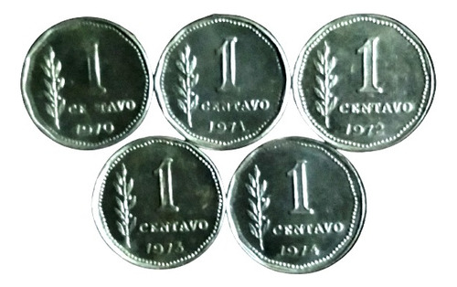 Argentina Lote De Monedas 1 Centavo '70, '71, '72, '73, '74