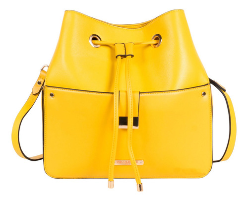 Bolsa Con Jareta Nicole Lee Bicolor Ss22 Color Amarillo