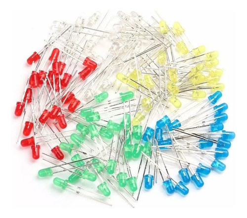 Imagen 2 de 2 de Combo Leds Difuso 5mm X 50 - Rojo Azul Amarillo Verde Blanco