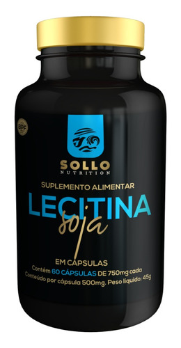 Lecitina de soja 750 mg 60 cápsulas para menopausia, colesterol, memoria, sabor, sin sabor