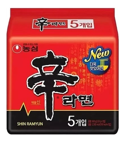 Ramen Coreano Shin Ramen Fideo Instantaneo Pack 5 Unidades