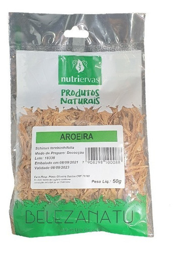 Chás Naturais 50g + 32 Opções - Nutri Ervas Chás Aroeira Rasurada 50g