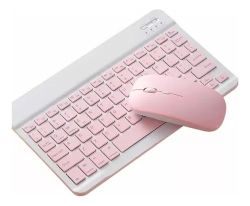 Kit Teclado + Mouse Bluetooth Compu Notebook Celular Pastel