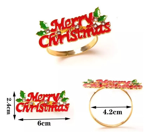 9 Anillos Servilleteros De Metal, Navidad Decoración Cenas