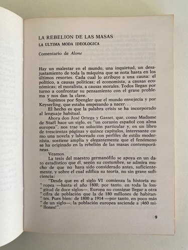 La Rebelión De Las Masas / José Ortega Gasset / Andrés Bello (Usado)