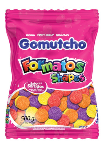 Pacote 500g Bala De Goma Gomutcho Formatos Sabores Riclan