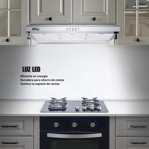 Combo Parrilla Y Campana 2 Quemadores Slim 60 Cm Acero Arol Color Gris