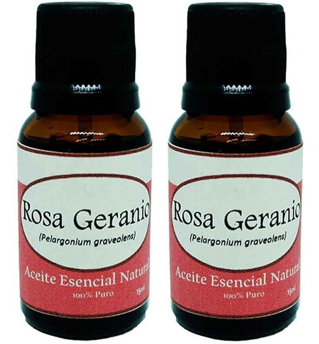 2 Aceites Esenciales Rosa Geranio Puro 15 Ml