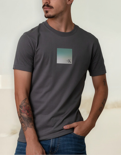 Polera Metallic Box Gris Calvin Klein
