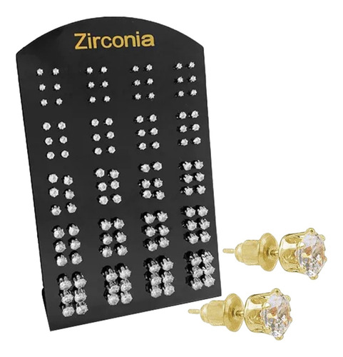 Kit 60 Pares De Brincos Conjunto Ponto De Luz Zirconia Pedra