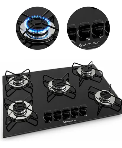 Fogão Cooktop Gás 5 Bocas Ultra Chama