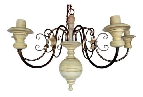 Imagem 1 de 1 de Lustre Torneado 08 Lâmpadas 90cm Ø
