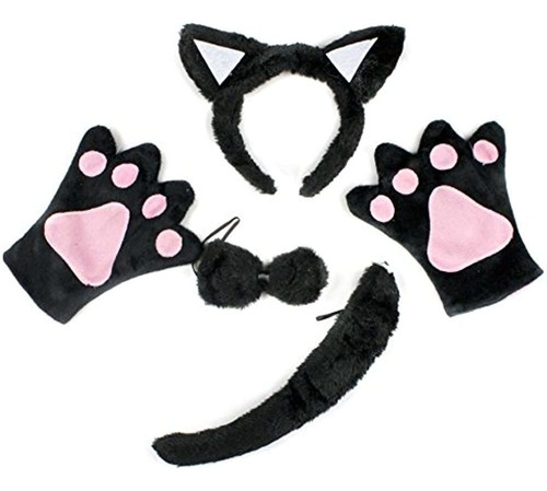 Petitebella Black Cat Diadema Bowtie Tail Gloves Disfraz De 
