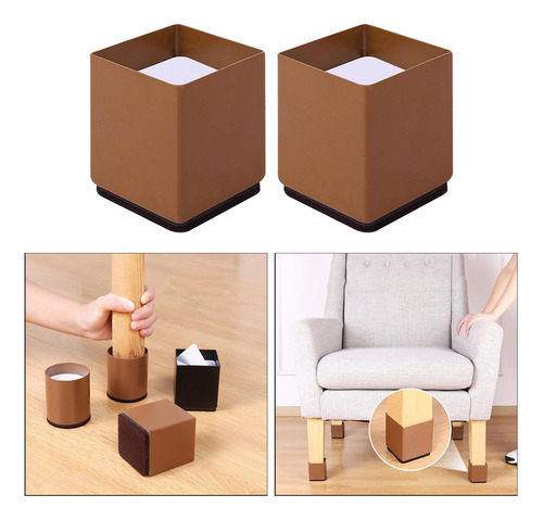 Pie De Pata De Muebles Autoadhesivo Cuadrado 6x5cm Marrón