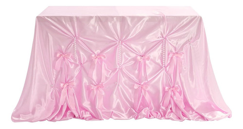 Diy Mantel De Fiesta De Satén Con Lazos Y Perlas 90cmx90cm Color Rosa