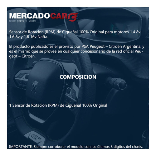 Imagen 2 de 8 de Sensor Rpm Cigueñal Citroen C4 1.6 16v Nafta 100% Orig 2009