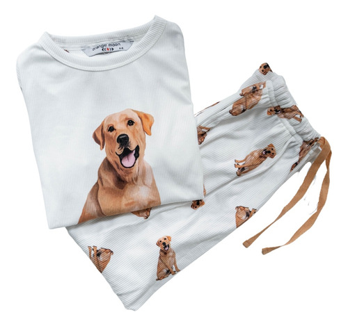 Pijama Unica Con Estampado De Labrador Amarillo