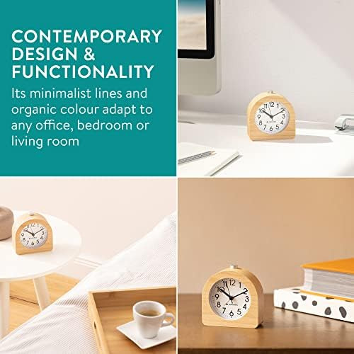 Navaris Reloj Despertador Analógico De Madera - Reloj Semici