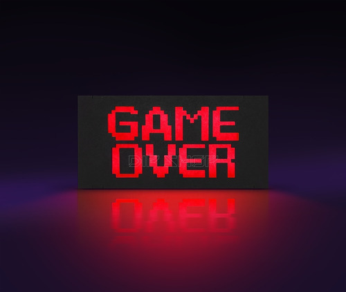 Luminária Gamer Exclusiva Game Over Com Led Bivolt Cor Da Estrutura Preto Cor Da Cúpula Vermelho