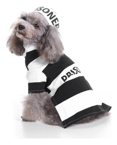 Disfraz De Prisionero Para Mascotas Con Sombrero, Ropa De Co