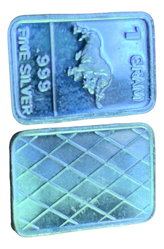 Robmar-moneda N°34 Rectangular 1 Gr. Plata 999-un Toro